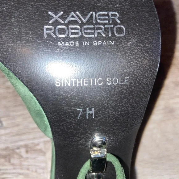 Xavier Roberto Women’s Green Suede Strappy Pointed Toe 4” High Heels size 7  (L) - Picture 6 of 10